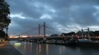 Albert Bridge and the River Thames on an overcast November morning