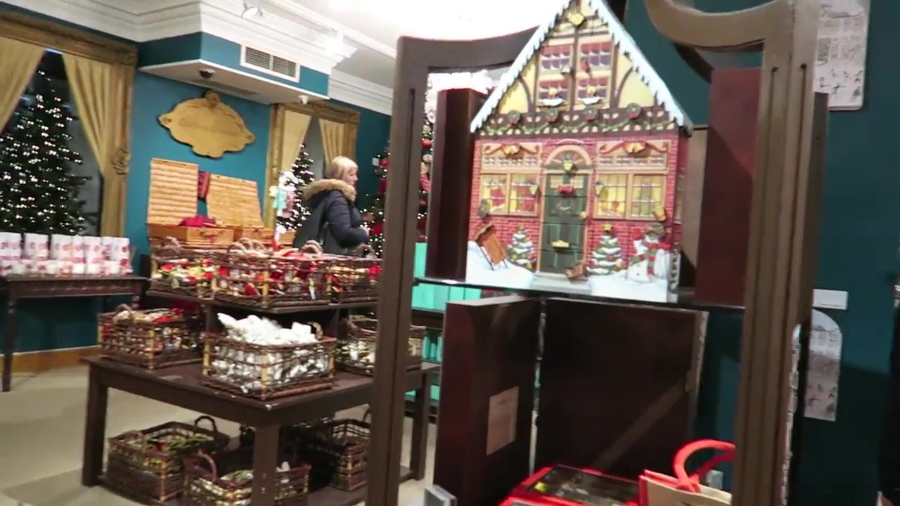 Christmas gift displays and house-shaped Advent calendars inside Fortnum & Mason