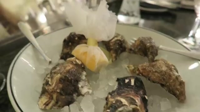 Oysters served on ice with lemon at Harrods