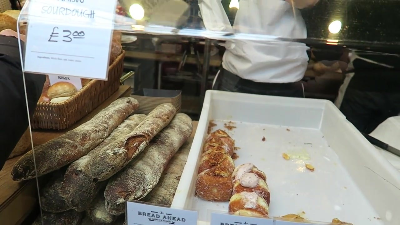 Rustic loaves on the Bread Ahead stall at Borough Market