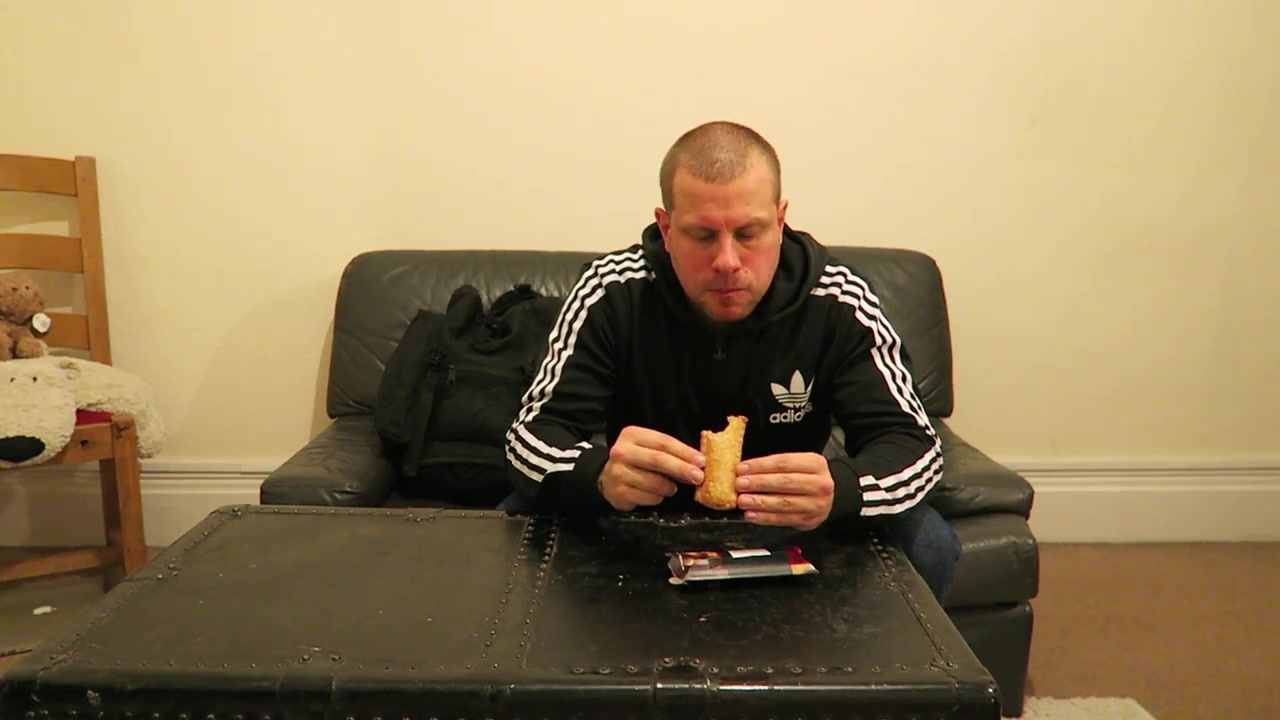 Barry tasting the McDonald’s Festive Pie at home