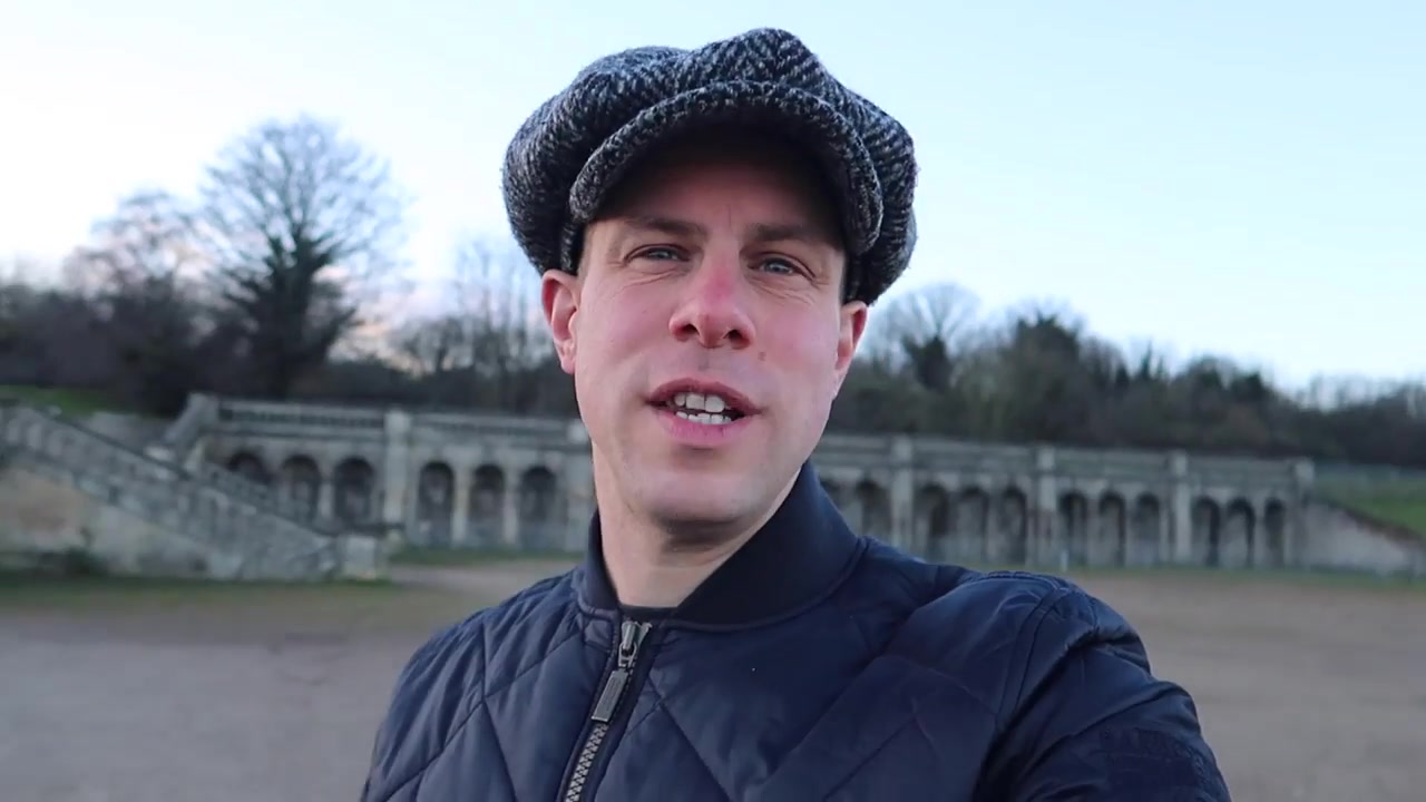 Barry Roberts at the surviving Crystal Palace terraces on a winter London walk