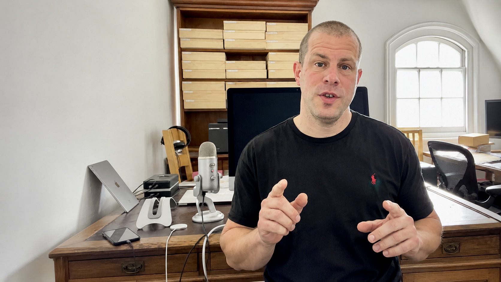 Barry Roberts speaking in his workspace during an archive Roberts London update about making, filming and the direction of the project