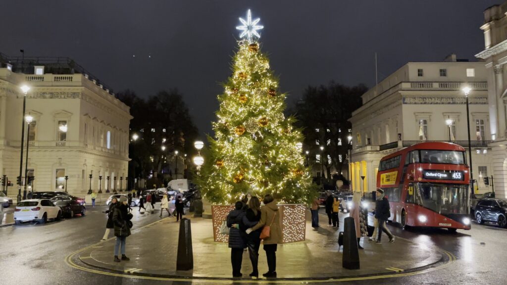 Waterloo Place Christmas Tree and decorations St James London