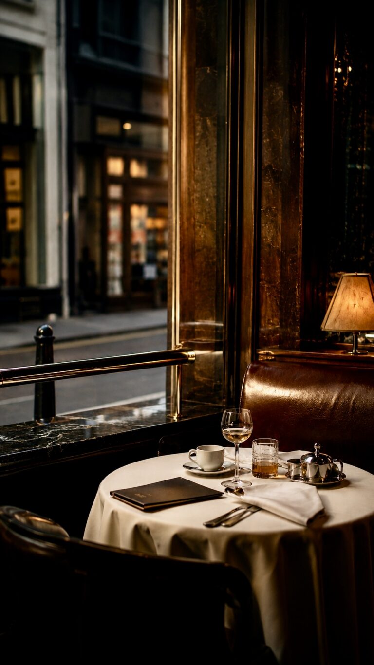 Cozy café interior with city view vertical