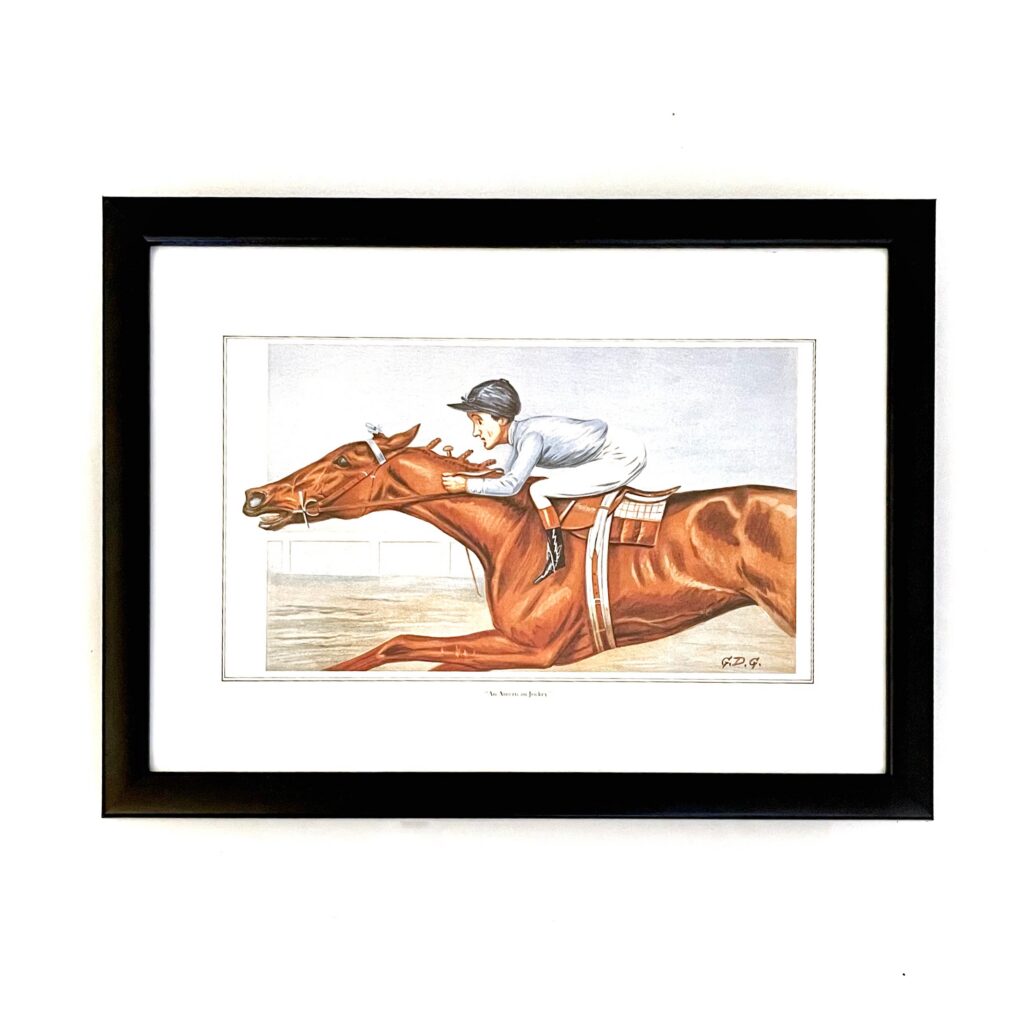 Framed Vanity Fair An American Jockey reproduction print depicting Tod Sloan