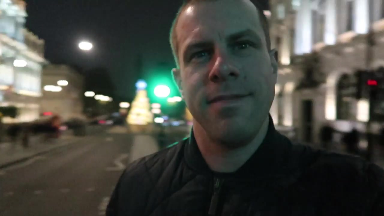 Barry walking through central London before the Regent Street Christmas lights switch-on