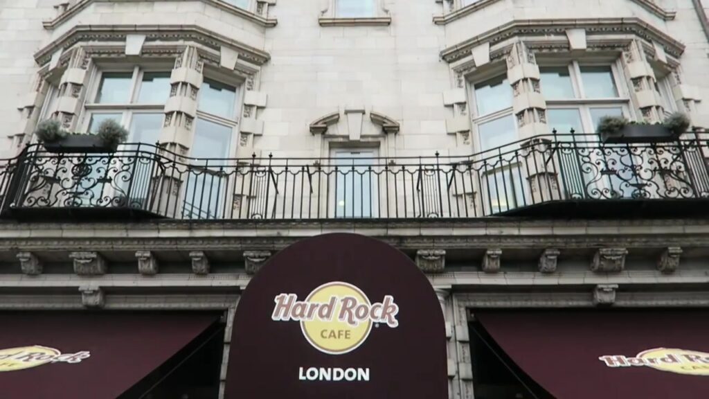 Original Hard Rock Cafe London exterior on Old Park Lane in February 2017