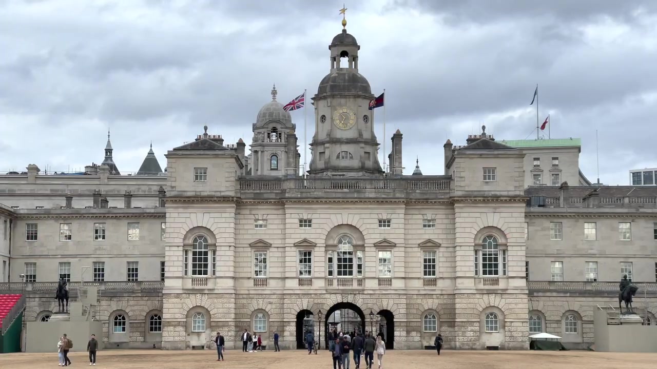 Royal Naval Division War Memorial beside Horse Guards Parade under a cloudy sky in June 2022