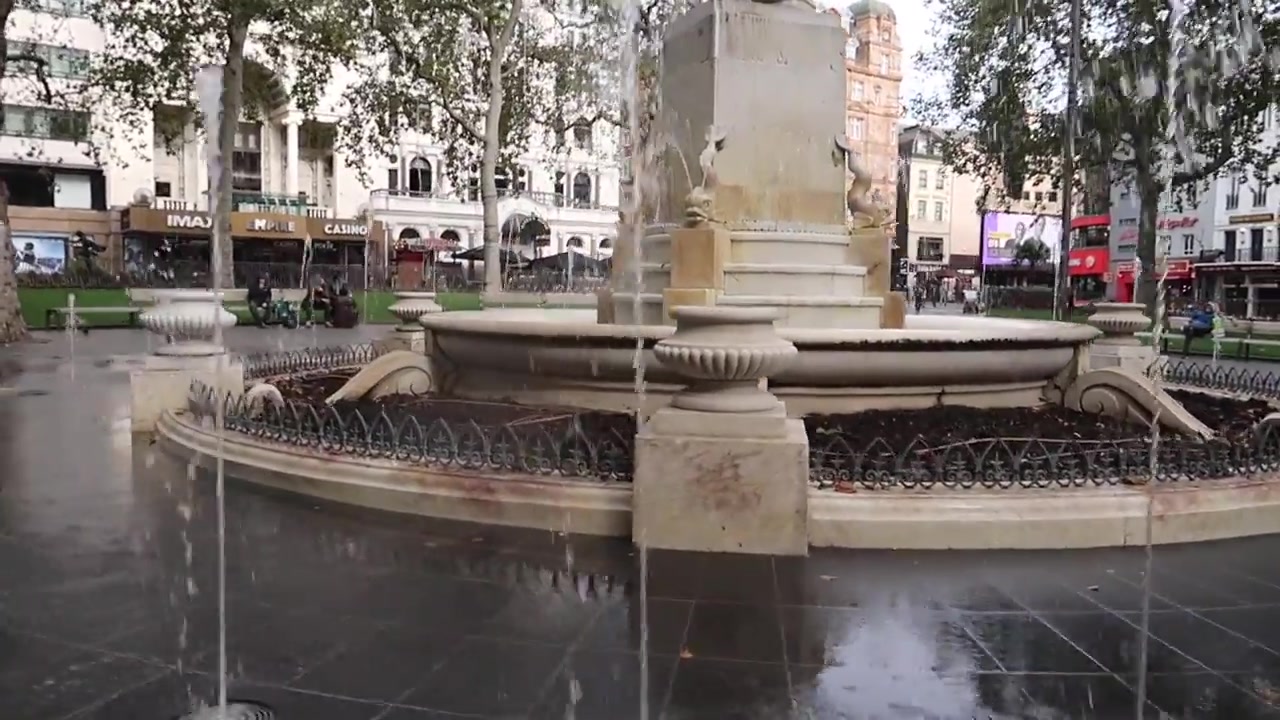 Brewer Street fountain in Soho during an October 2020 walk