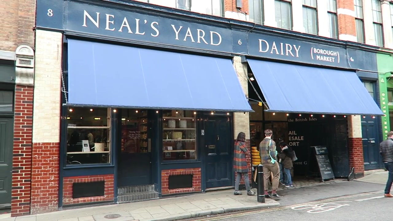 The blue frontage of Neal’s Yard Dairy near Borough Market