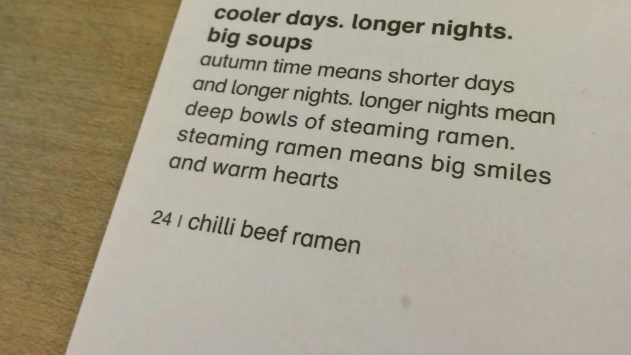 Seasonal ramen menu inside Wagamama Soho in 2014