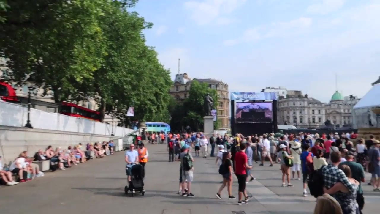 Visitors arriving for the BMW Classics concert in Trafalgar Square in 2018