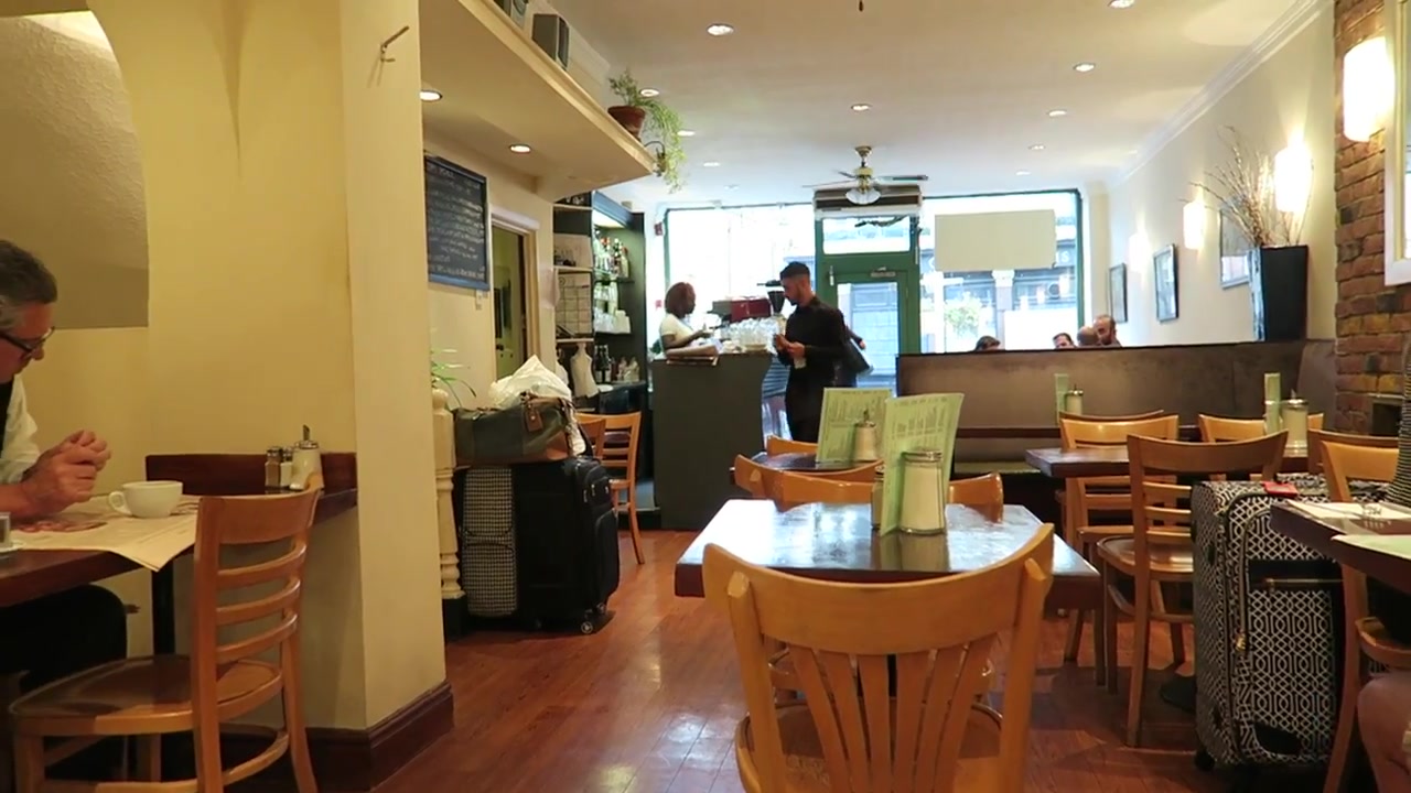 The simple wooden tables and chairs inside the Stockpot on King’s Road