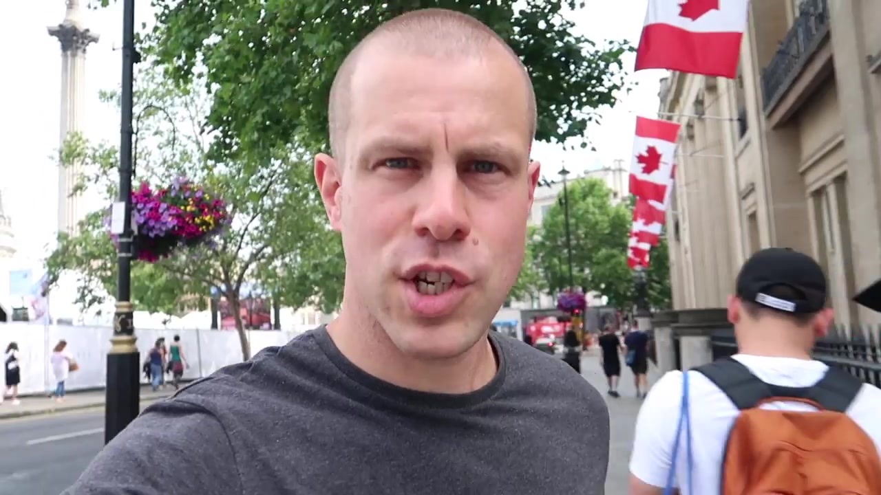 Barry Roberts beginning the walk from Trafalgar Square to Regent Street Summer Streets