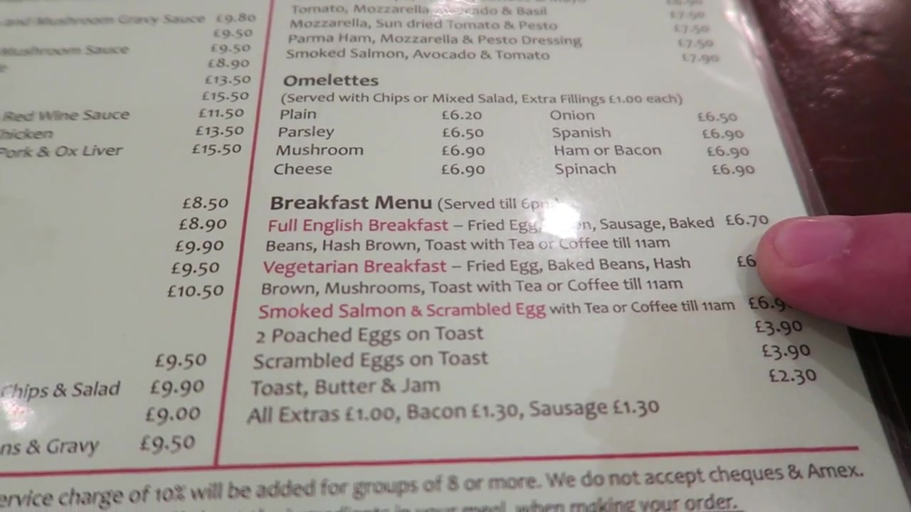 The Stockpot menu showing breakfasts and inexpensive everyday dishes