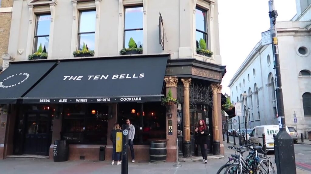 Exterior of the Ten Bells pub beside Christ Church Spitalfields