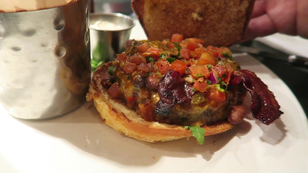 Chilli-topped burger served at Hard Rock Cafe London during the 2017 visit