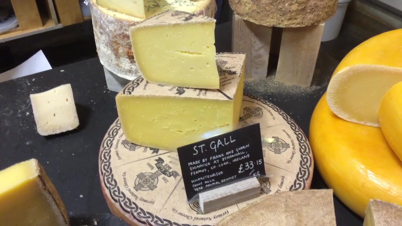 British farmhouse cheeses displayed inside Neal’s Yard Dairy at Borough Market