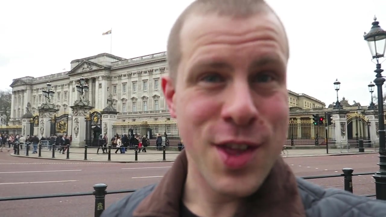 Barry Roberts outside Buckingham Palace after walking through Green Park
