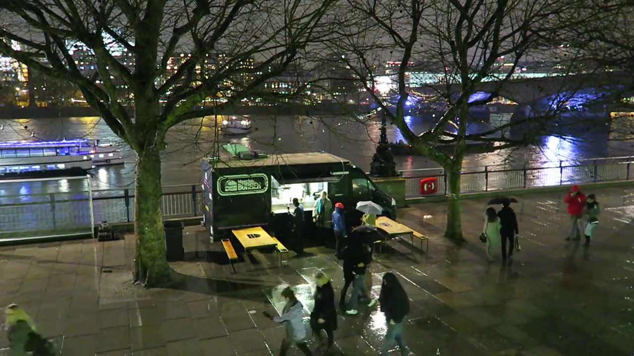 Bleecker Burger food truck and customers viewed from above on the South Bank