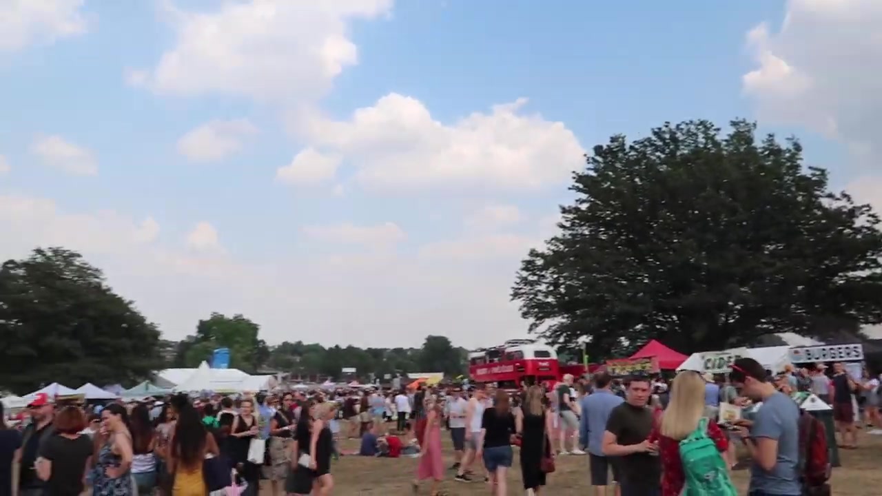 Jerk food stall serving visitors at Lambeth Country Show in Brockwell Park