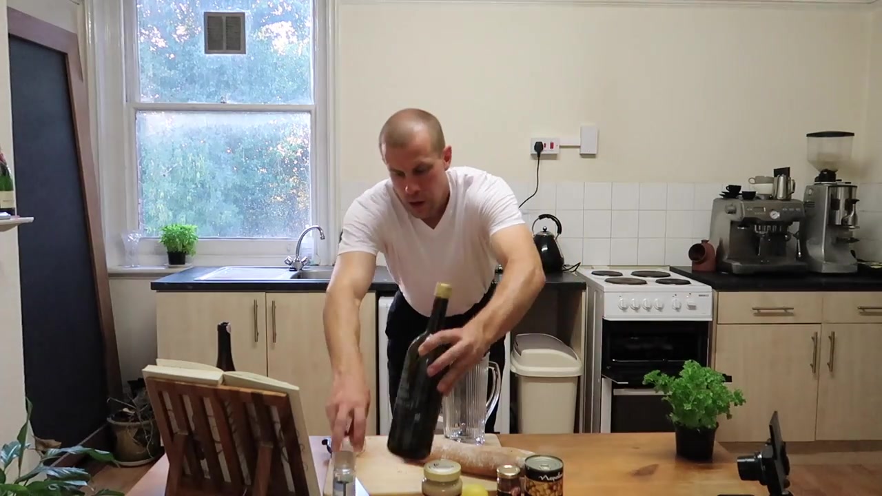 Barry Roberts preparing chickpeas and anchovies for the crostini topping
