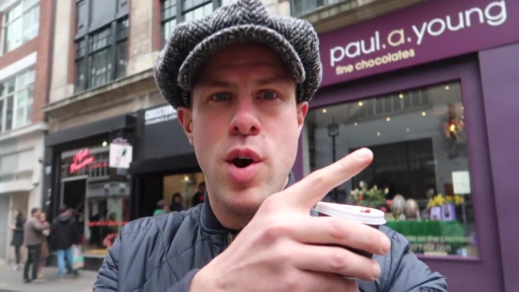 Barry Roberts outside Paul A Young Fine Chocolates on Wardour Street in Soho