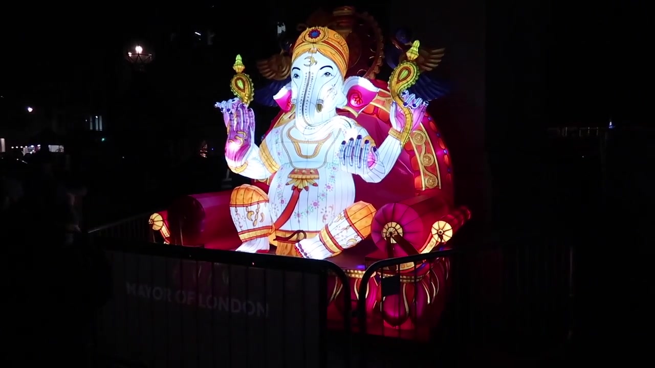 Illuminated Ganesha lantern at the 2018 Diwali festival in Trafalgar Square