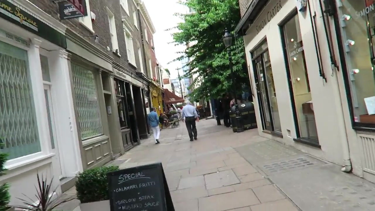 Paved passage lined with shops in Shepherd Market London
