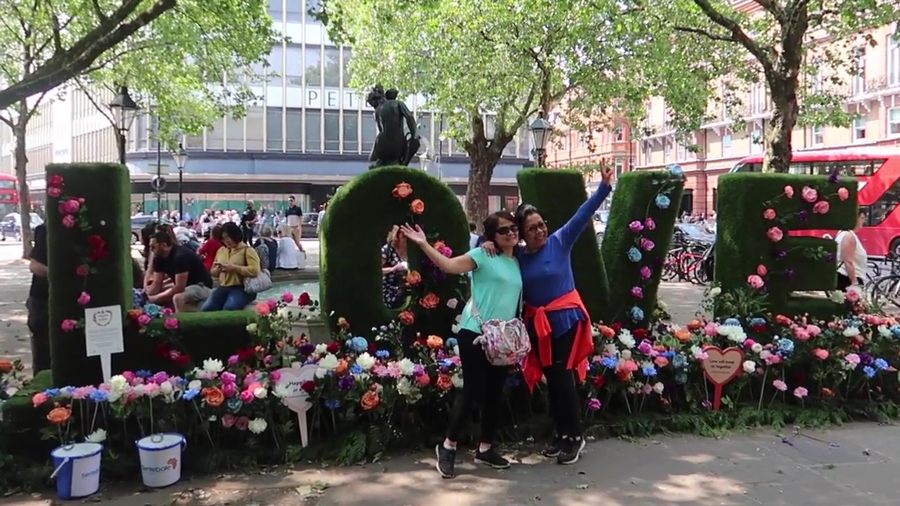 Floral LOVE letters displayed in Chelsea during Chelsea in Bloom 2018
