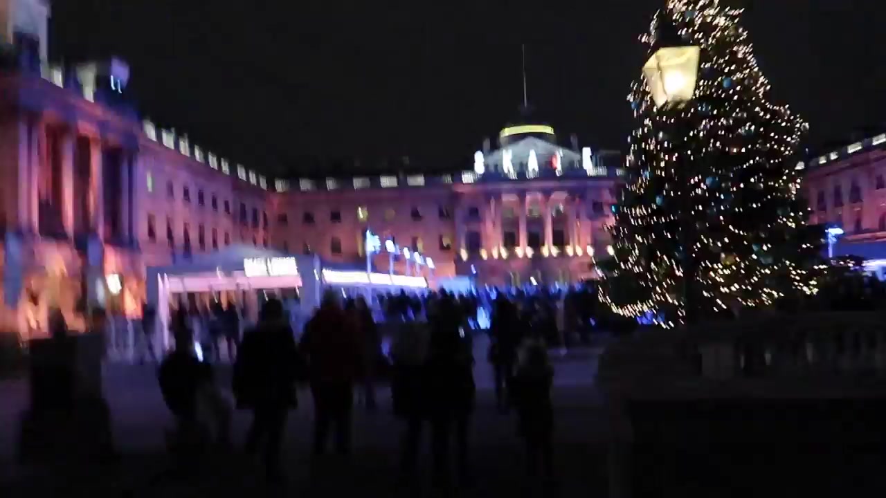 The Christmas tree and illuminated courtyard at Somerset House in December 2018.
