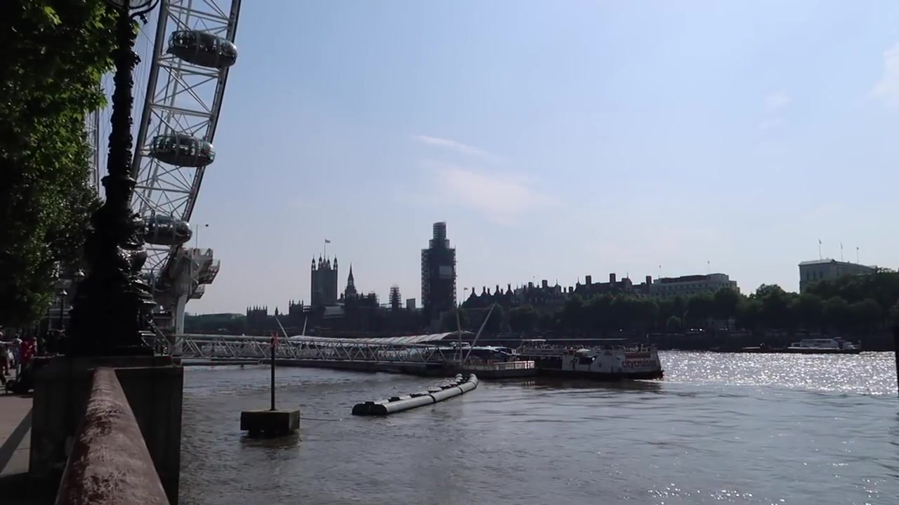 View across the River Thames towards the Palace of Westminster from the South Bank