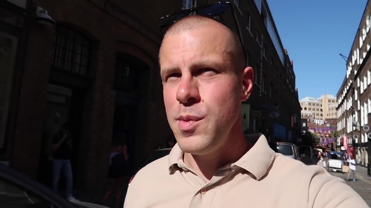 Barry Roberts walking through Seven Dials in Covent Garden during summer 2018