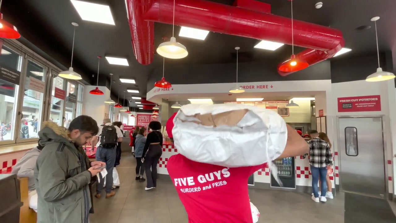 Inside Five Guys in Covent Garden during a June 2022 visit