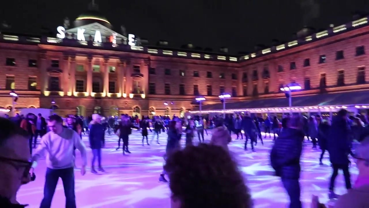 Skaters on the outdoor ice rink at Somerset House.