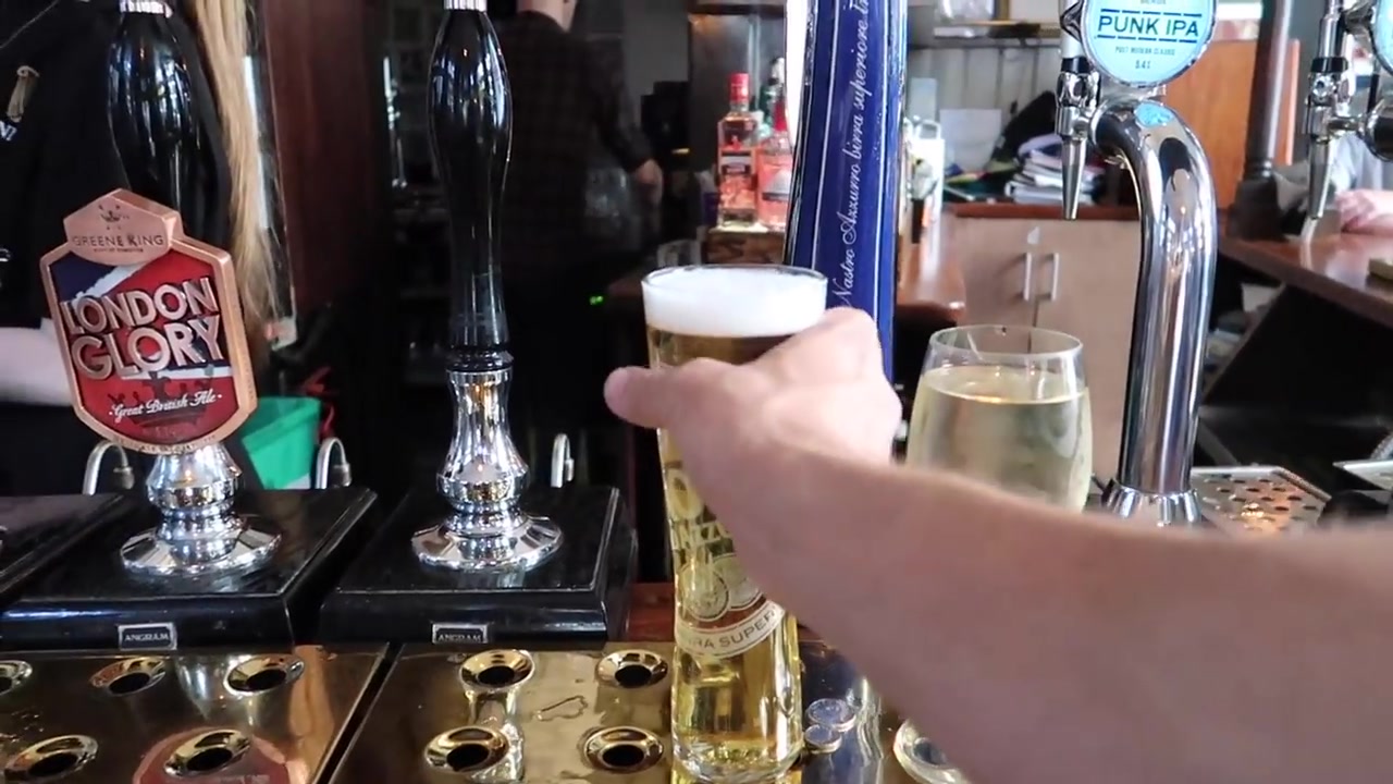 A pint being poured at The Crown pub in Seven Dials, Covent Garden