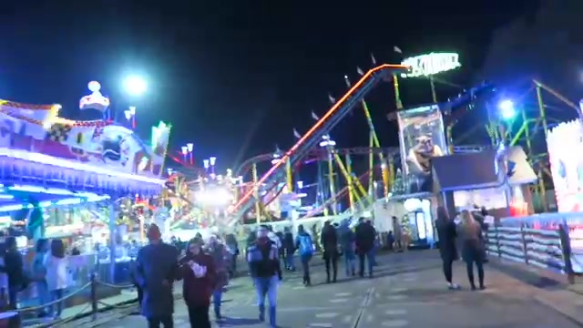Christmas lights and fairground attractions at Winter Wonderland in Hyde Park