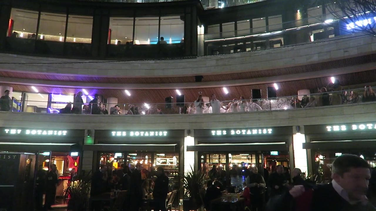 Visitors gathered around the restaurants and terraces of Broadgate Circle in 2016
