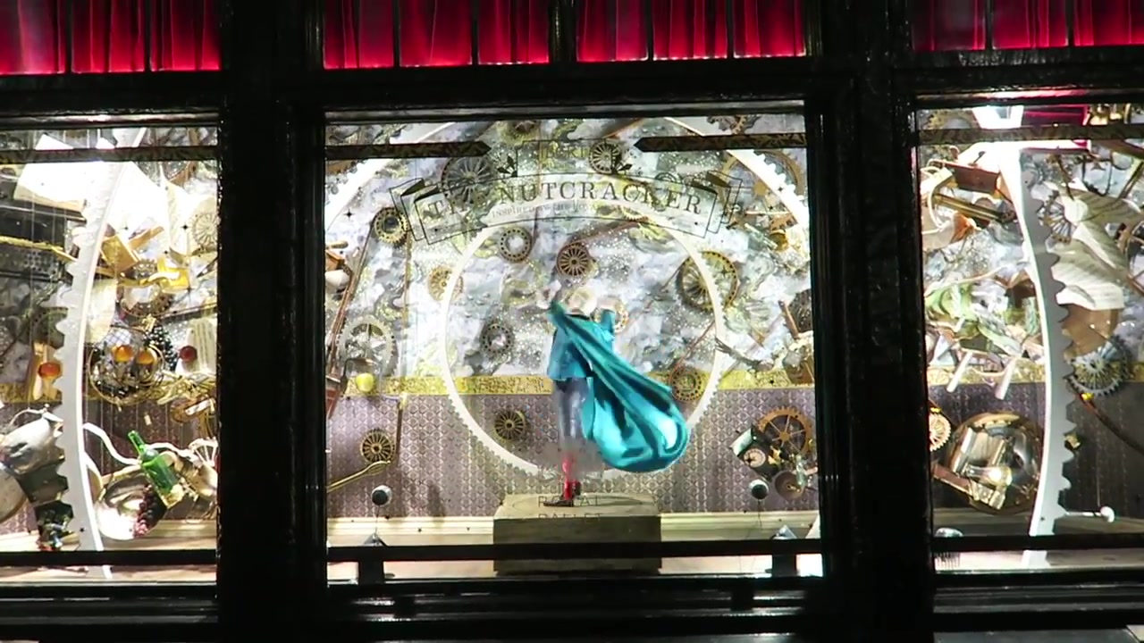 Full miniature theatre scene in Liberty London’s Nutcracker Christmas windows in 2016