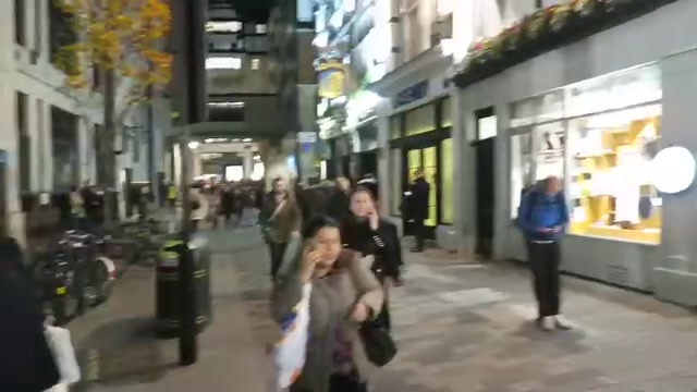 Christmas shoppers passing illuminated Regent Street stores in 2016