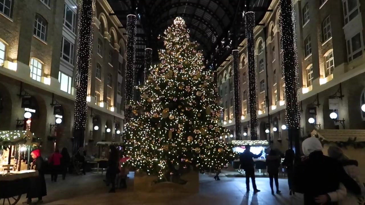 The Christmas tree beneath the roof of Hay’s Galleria.
