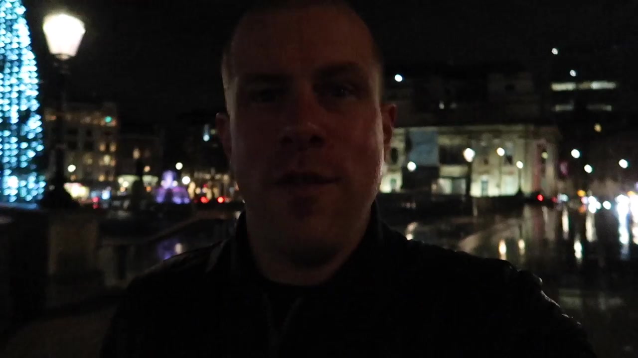 Barry Roberts delivering his Christmas message in Trafalgar Square.