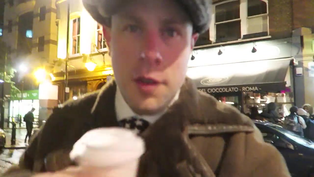 Barry Roberts outside SAID dal 1923 on Broadwick Street in Soho at night