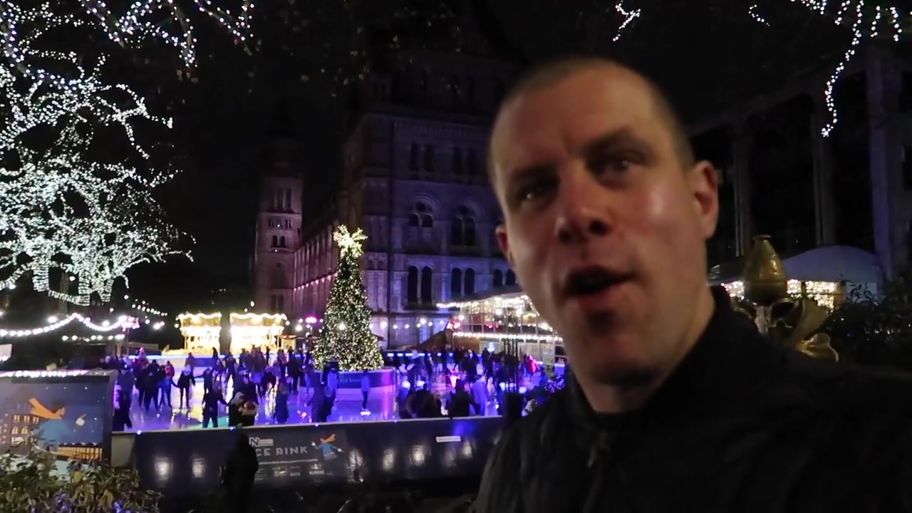Barry Roberts beside the Natural History Museum ice rink in December 2018.