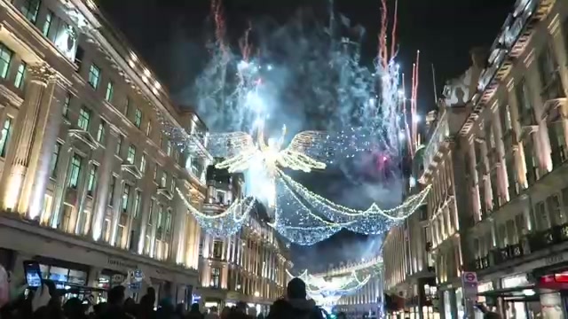 A sequence of illuminated angels following the curve of Regent Street in 2016