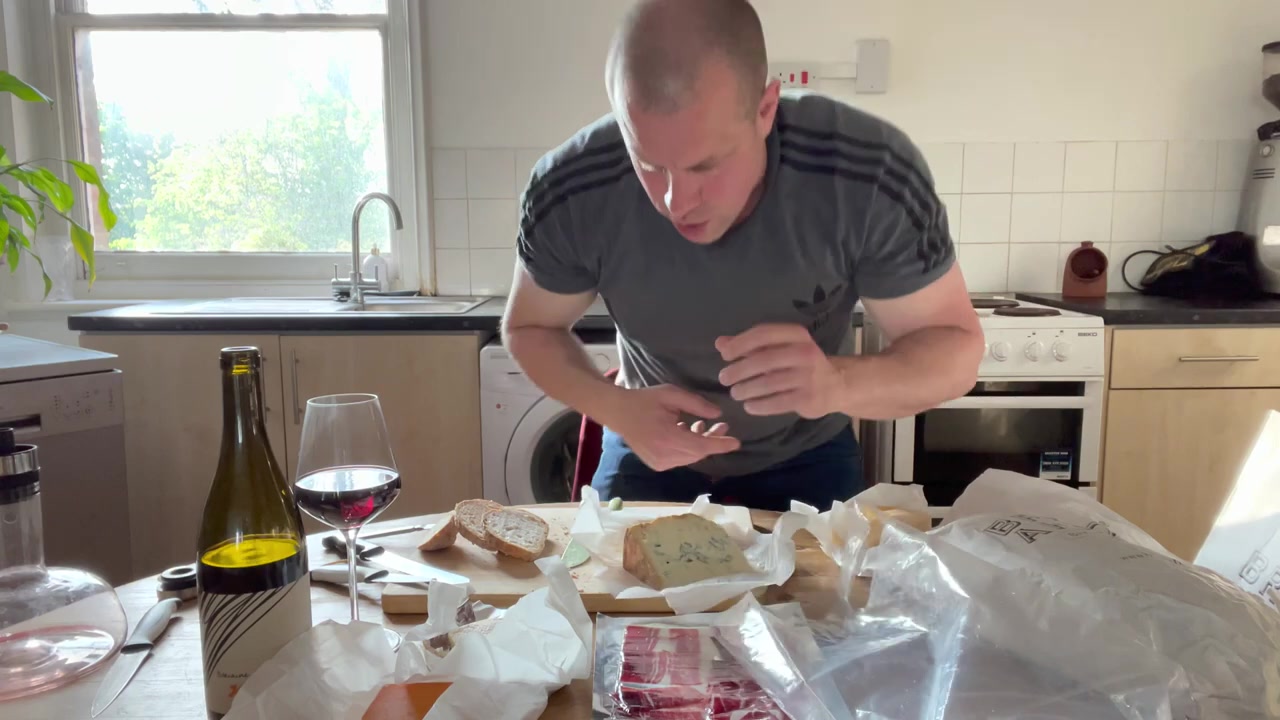 Blue cheese being tasted at the Borough Market haul table
