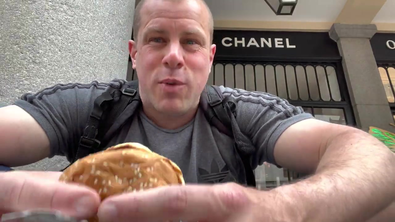 Five Guys burger eaten outside in Covent Garden in June 2022