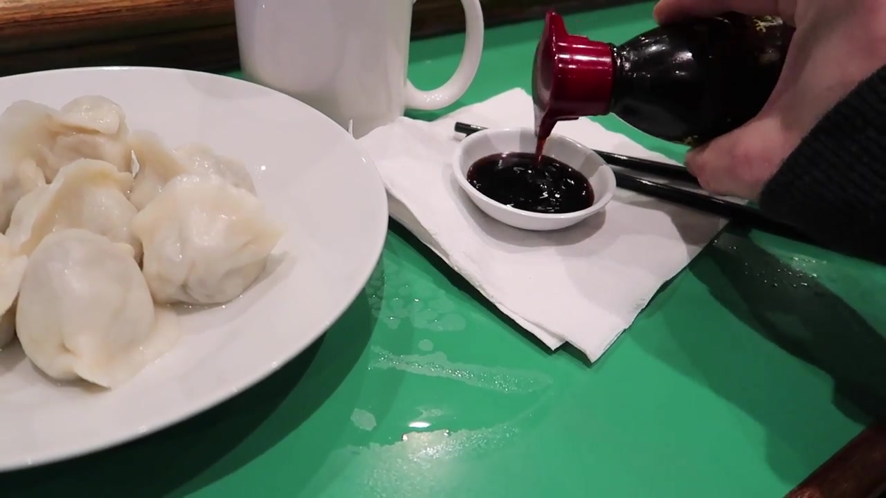 Plate of boiled dumplings at Jen Cafe London