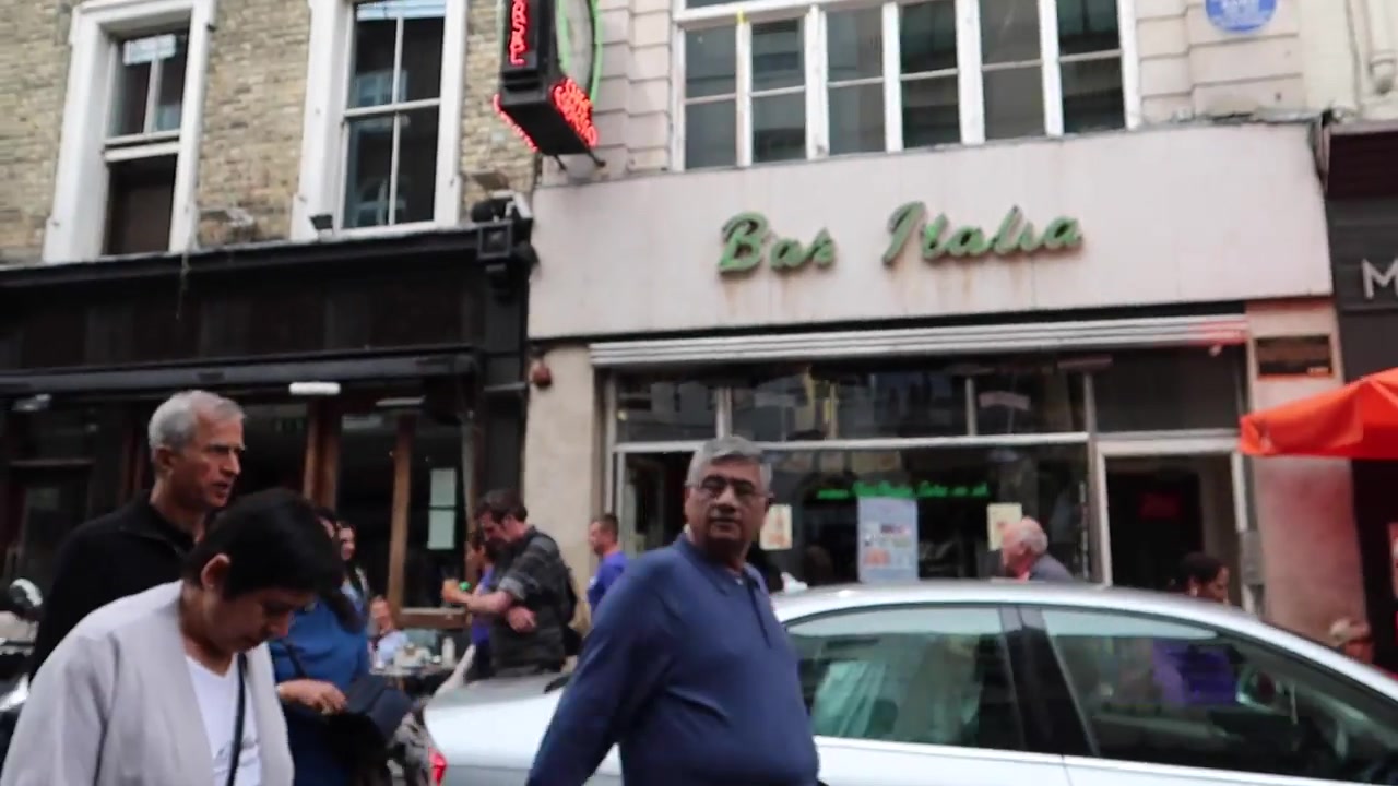 Bar Italia café on Frith Street in Soho during summer 2018